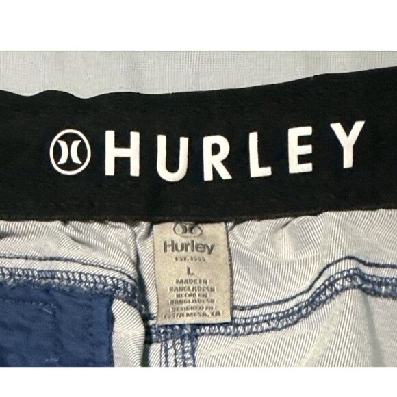 Hurley Men’s Pants L Large Blue Drawstring Waist 30x29 Nylon Jogger Surf Skate - Picture 3 of 4